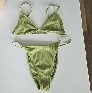 LA Hearts by PacSun Ribbed Bikini Set Olive Root (Small) — Sold Out!